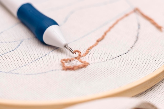 Ręcznie wykonany haft - zbliżenie